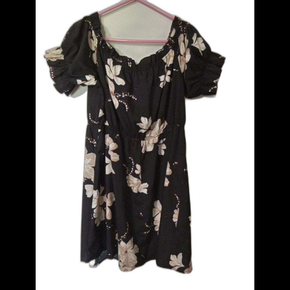 SHEIN Curve Plus Size 3XL Off The Shoulder Floral Smocked Dress